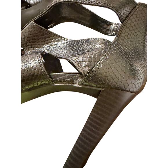 Simply Vera Vera Wang Black Strappy Gladiator High Heel Snake Skin Texture 10 - Picture 10 of 11